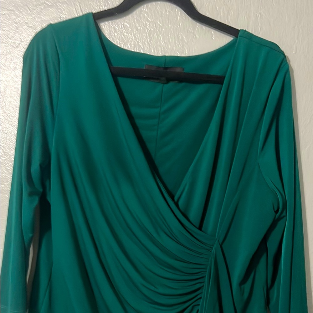 Black Label Teal Draped Top